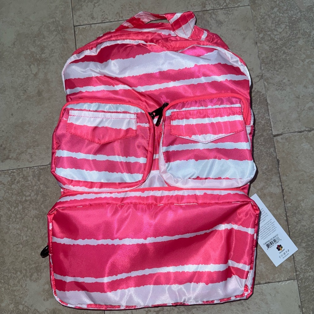 NWT lug puddle jumper packable backpack SE in magenta stripe